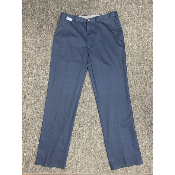Haggar Men’s Premium Comfort Straight-Fit 4Way Stretch Dress Pants 36Wx34L Navy - Picture 1 of 5